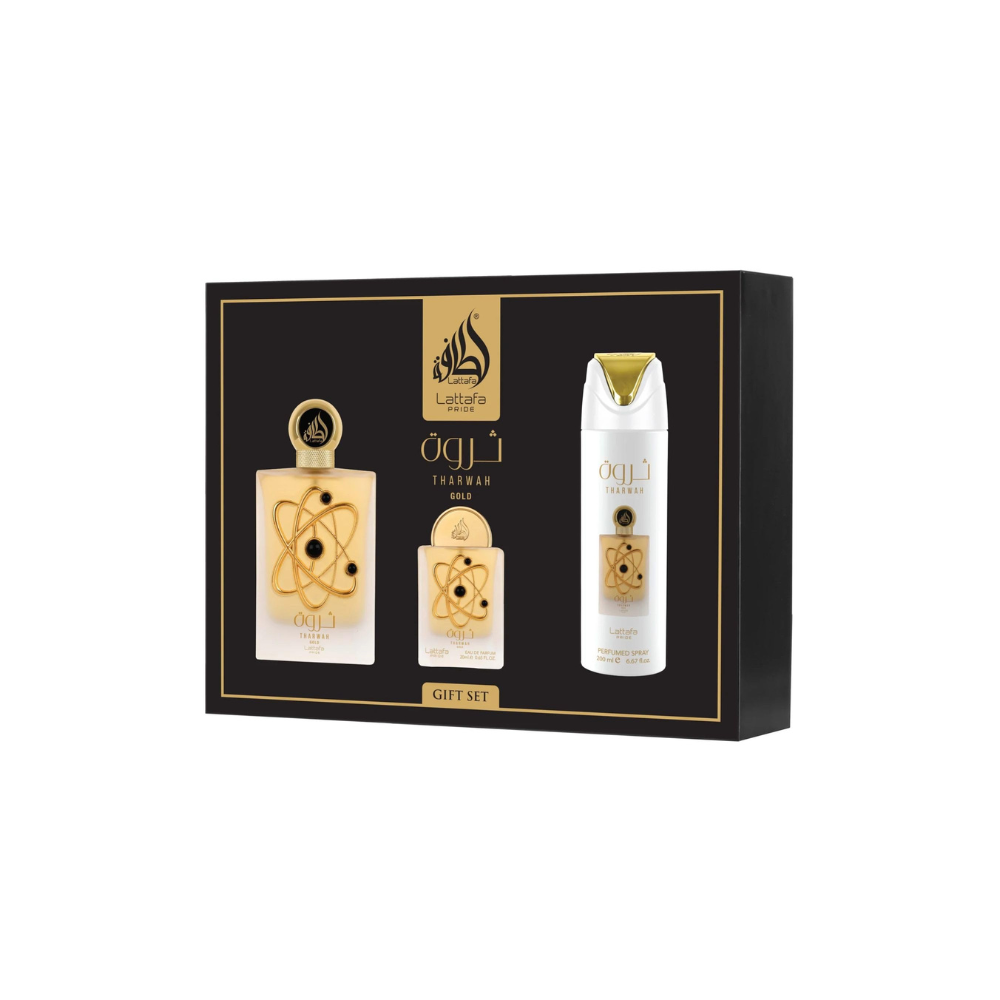 Tharwah Gold Giftset Lattafa Perfumes dames 4-delig