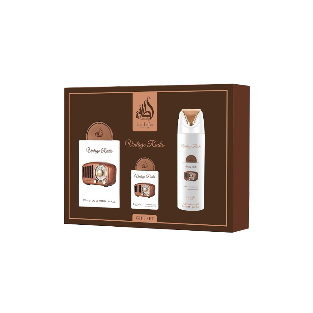Vintage Radio Giftset Lattafa Perfumes unisex 4-delig